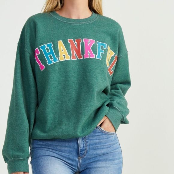 Sweet Claire Tops - Thankful Forest Green Sweatshirt
